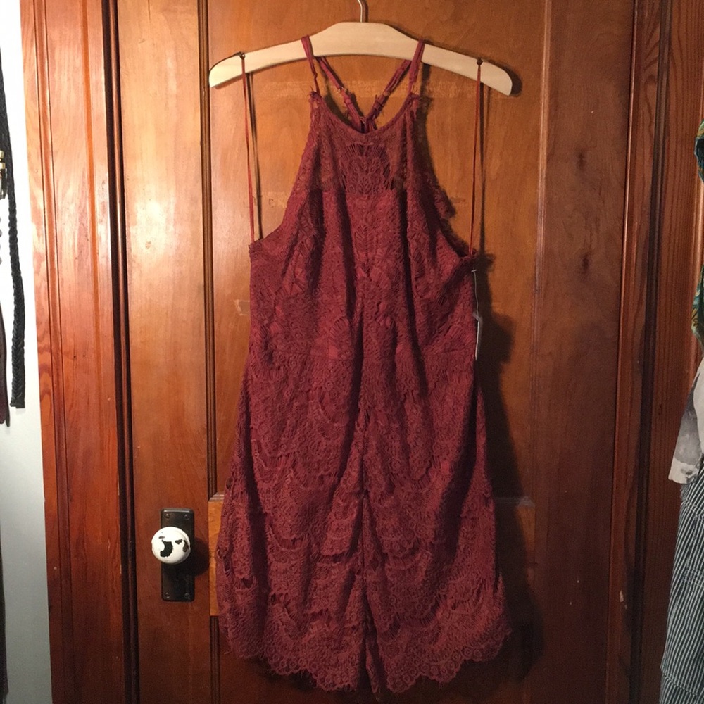 Rust colored lace dress